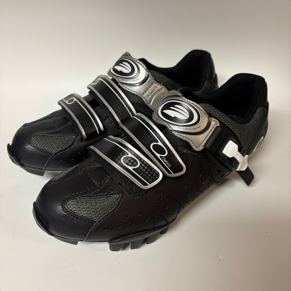 Performance Mens Mountain Bike Shoes Black  Size 43 CM402 Ratchet Buckle SPD